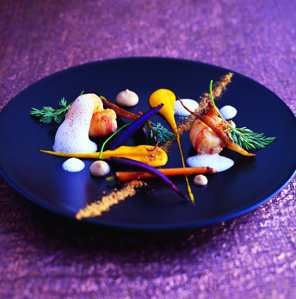 saute of langoustines, roasted heritage carrots